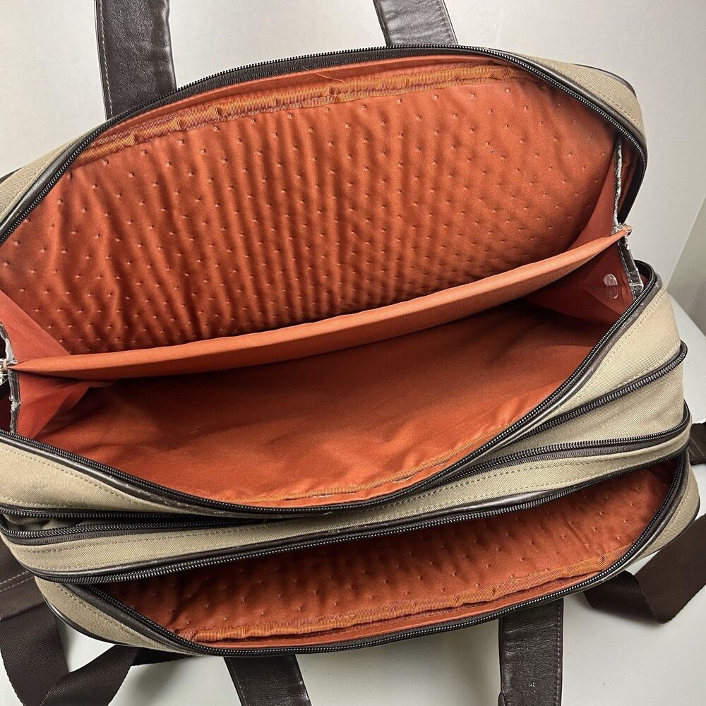 TUMI Achievement 23641MC 2-Way Business Bag Nylon & Brown Leather Tan (Flaws) - Picture 8 of 11